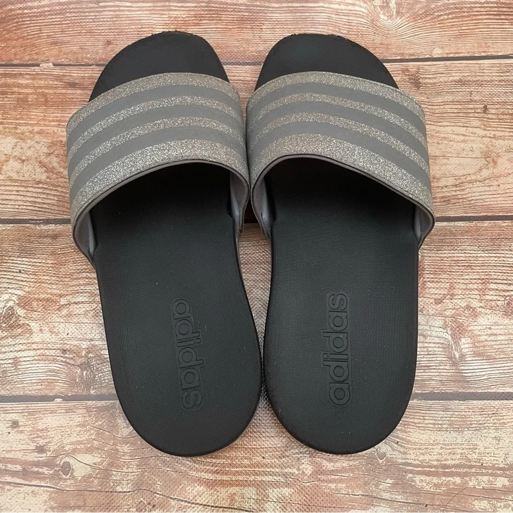 Adidas Girl slide sandals black silver size 2